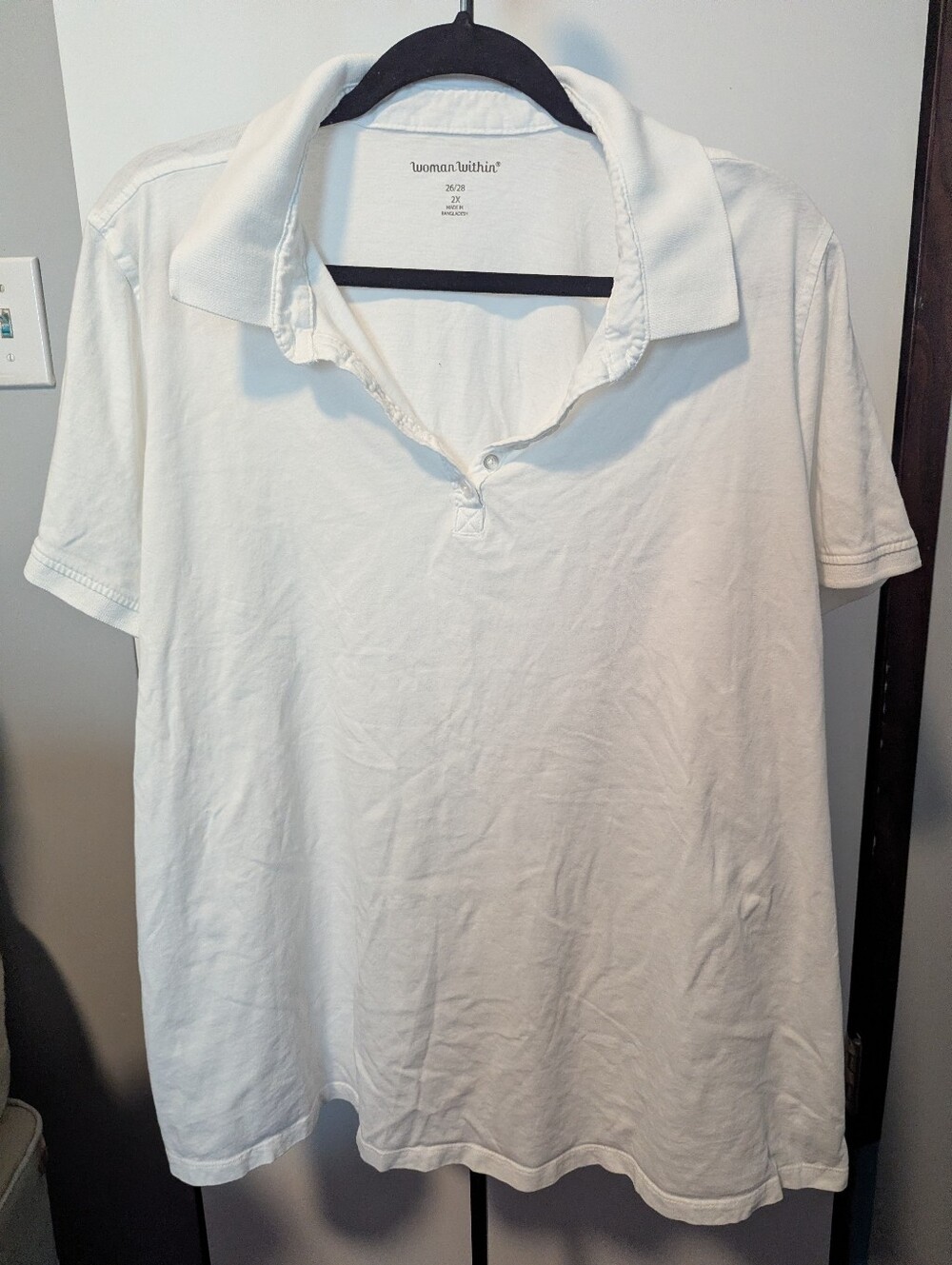 Woman Within White Short Sleeve Polo Top